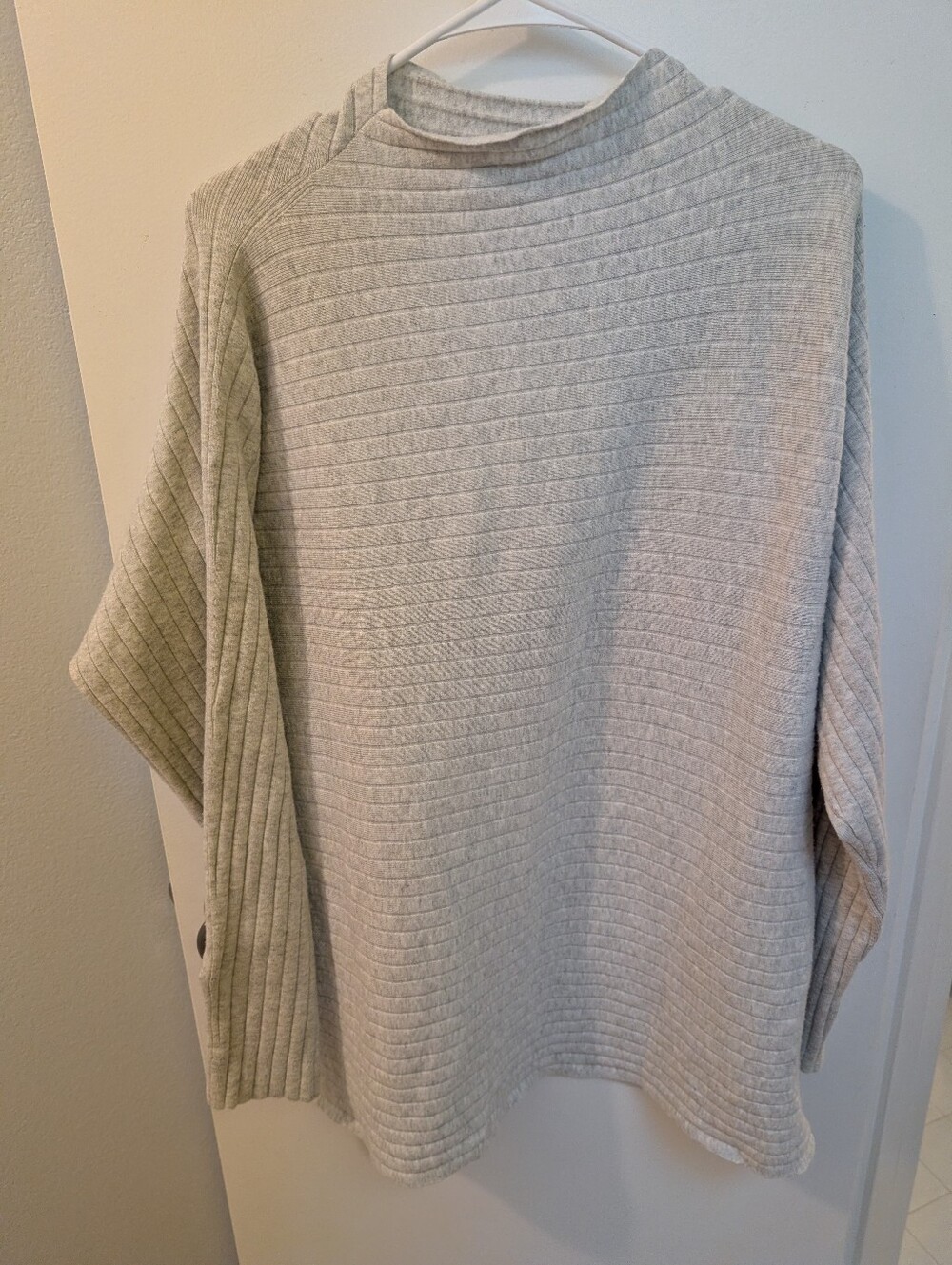 Banana Republic Light Gray Ribbed Cowl-Neck Tunic Sweater